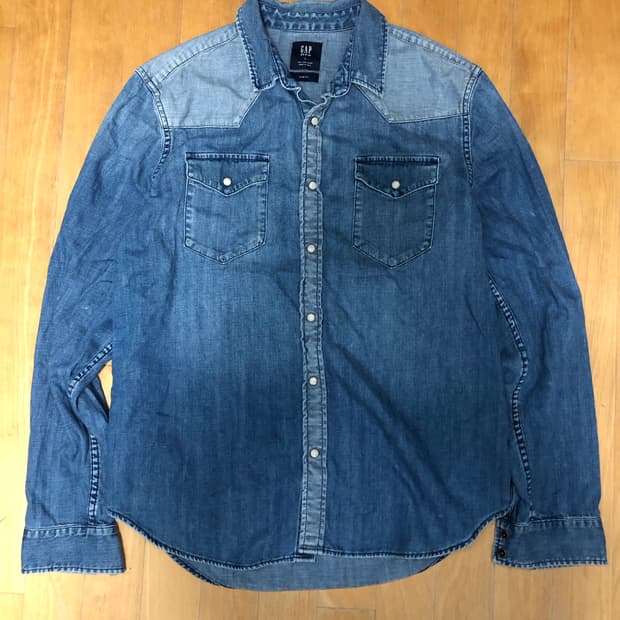 GAP 갭 데님 워싱 셔츠 남방 슬림핏 L
