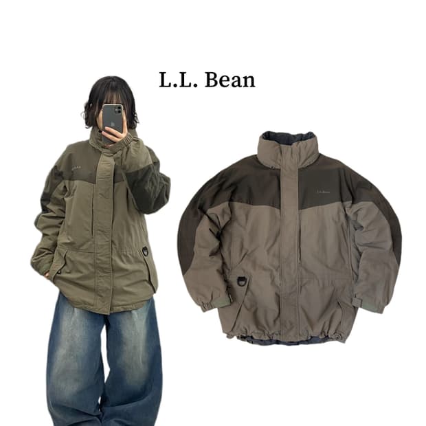 엘엘빈 고프코어 3M 신슐레이트 브라운 배색 바람막이 점퍼 자켓