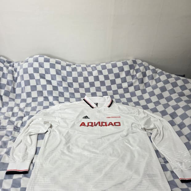 아디다스 GOSHA 고샤 루브친스키 콜라보 사커져지 카라티셔츠 화이트XL