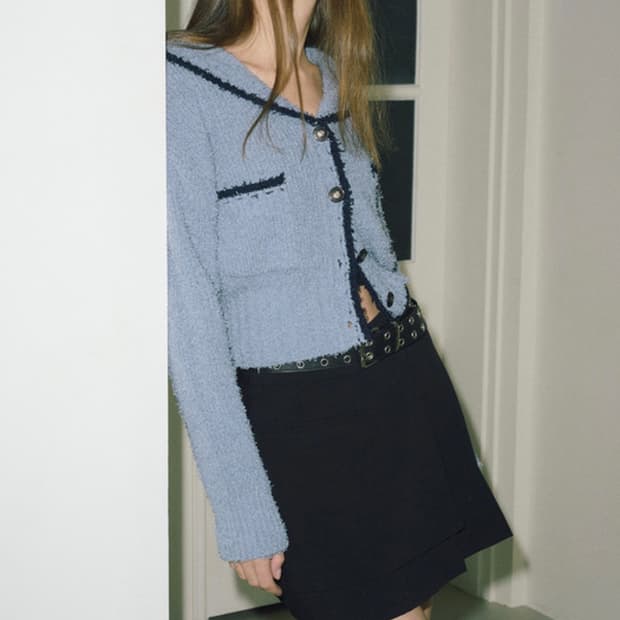 에트몽 세일러 칼라 니트 가디건 블루 (새상품)