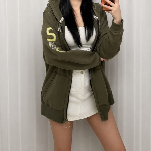 홀리스터 HCO CA 링지퍼 후드집업 카키