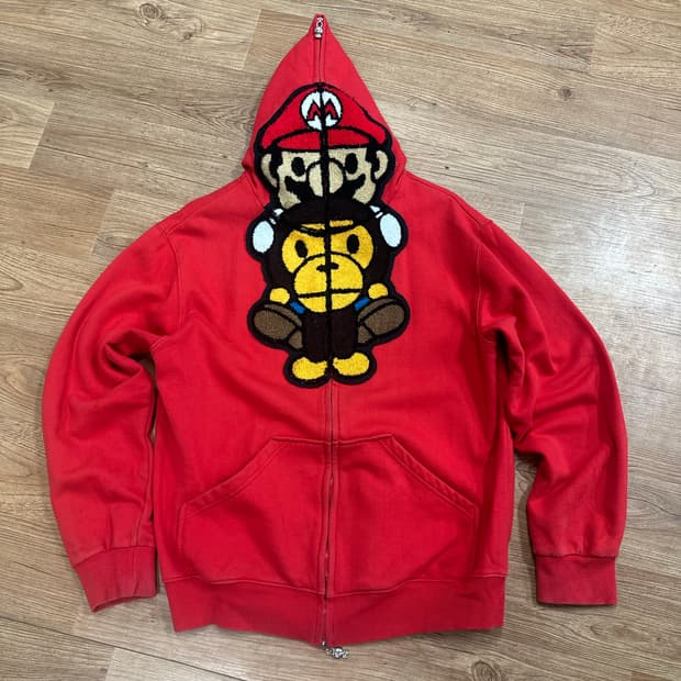 (XL)베이프 베이비마일로x슈퍼마리오 후드 집업
