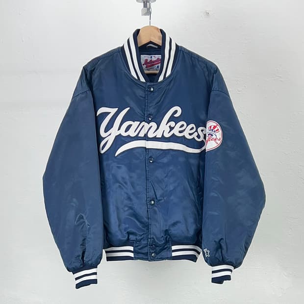 스타터 네이비 뉴욕 양키즈 새킨 바시티 자켓