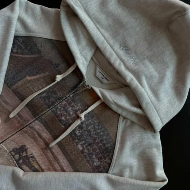 프린트 패널 후디 집업