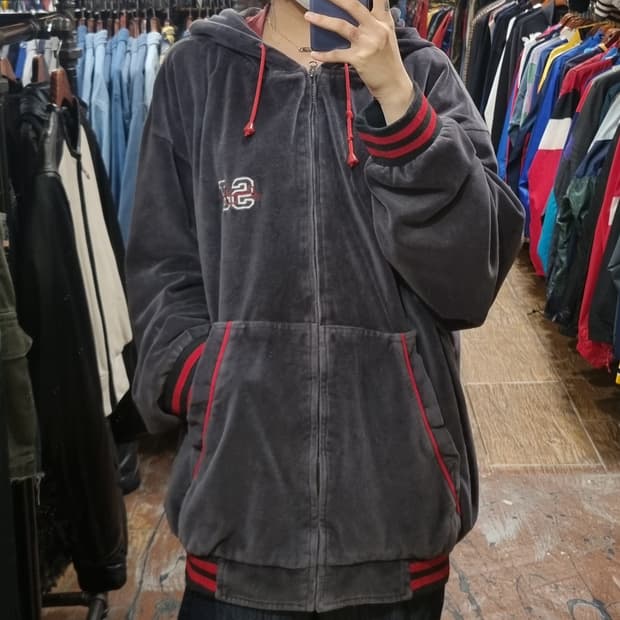 [Hi] vtg 빈티지 벨벳 져지 그레이