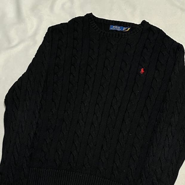 XL 폴로랄프로렌 블랙 케이블 니트
