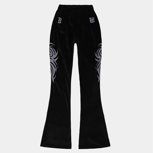 배드블러드 트라이벌 로고 벨벳 붓컷 팬츠