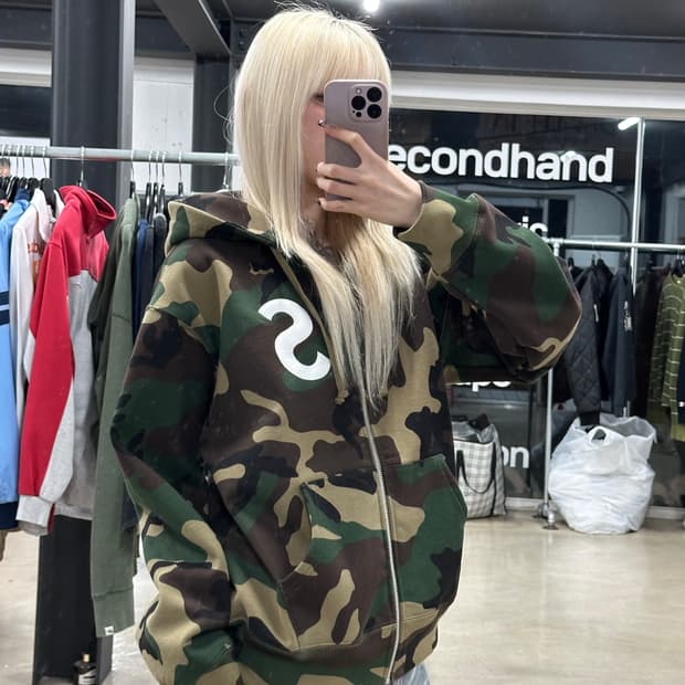 25 FW 슈프림 S 로고 집업 후드 스웨트셔츠 카모