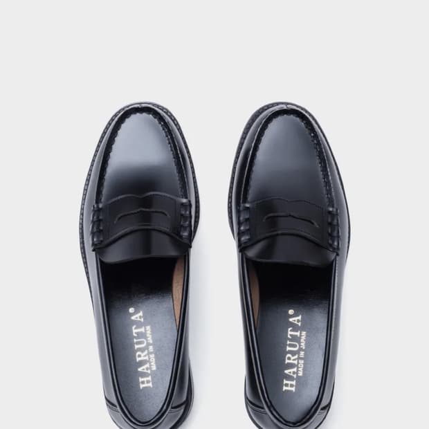 HARUTA 9064 하루타 남성용 소가죽 와이드 페니로퍼 블랙 255 