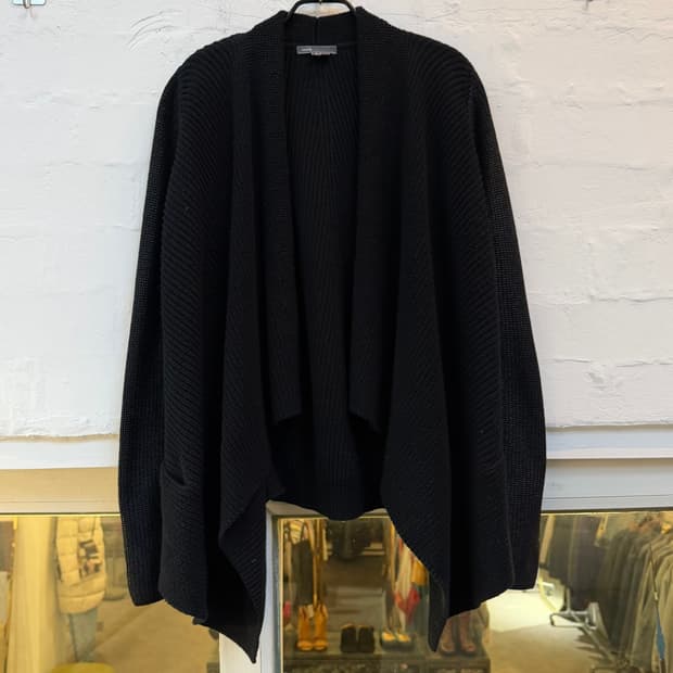 Vince 블랙 드레이프 코튼 니트 가디건 M