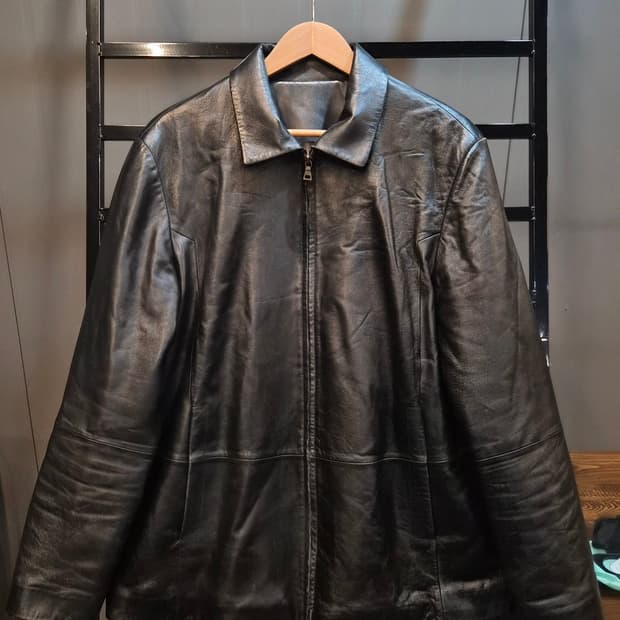 [XL] 빈티지 양가죽 램스킨 양털 안감 싱글 레더 자켓 블랙 8.9