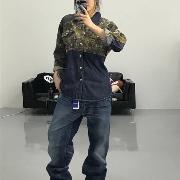 빔즈플러스 카모데님 믹스 셔츠