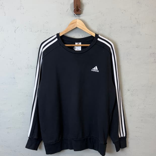 아디다스 기본 삼선 스웻셔츠 맨투맨 블랙