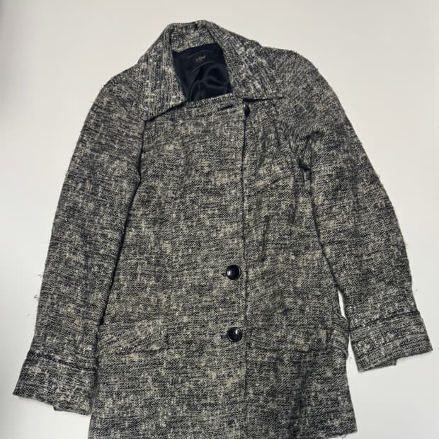 여성 르샵 Leshop 폭스모피 배색 트위드 코트