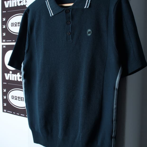 (L-XL) 바스키아 반팔 카라 티셔츠 니트 그린 올드스쿨-H34326