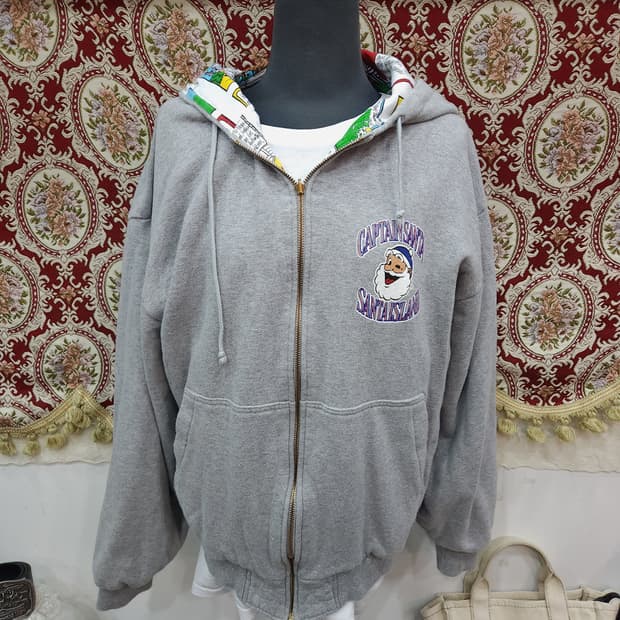 캡틴산타 90s 카툰패턴 양면 후드집업자켓

