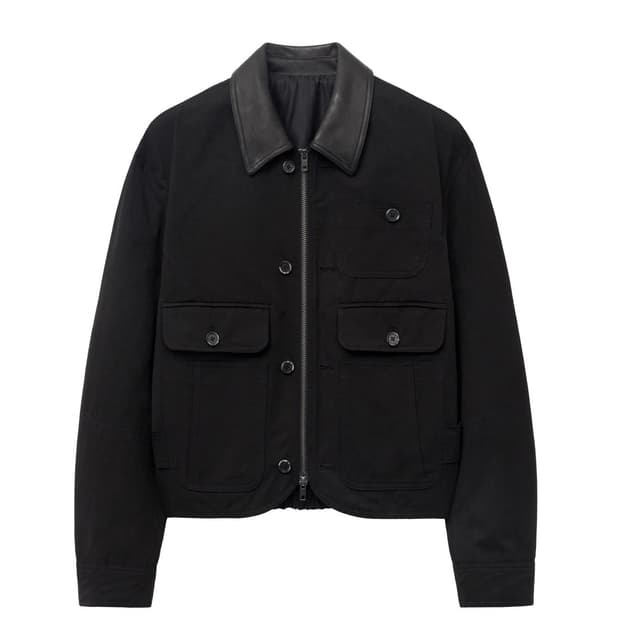 엘무드 클레버 레더 컴바인 블루종 자켓 블랙 46