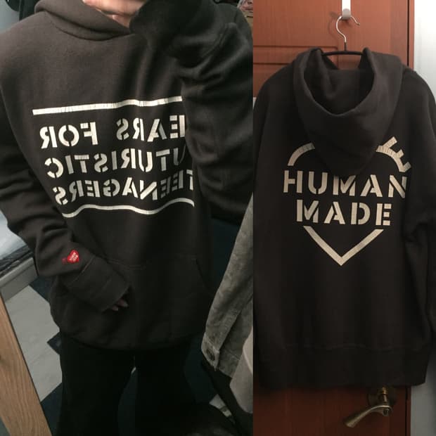 휴먼메이드 레터링 후드티