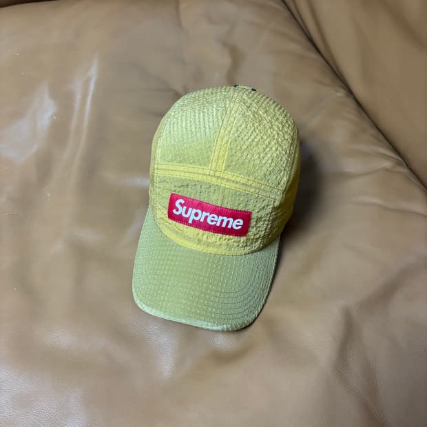 슈프림 캠프캡 모자 박스로고 시어서커 메쉬 탄