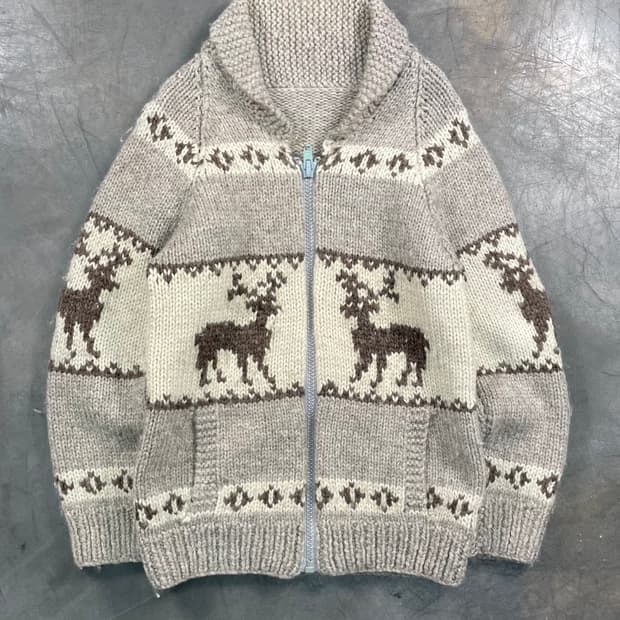 빈티지 코위찬 니트 집업