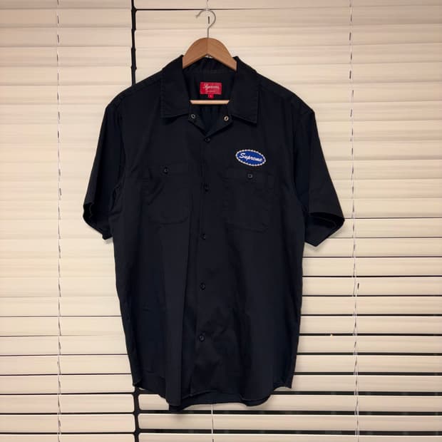 슈프림 20FW Supreme 스터드 패치 반팔 워크 셔츠 블랙 L