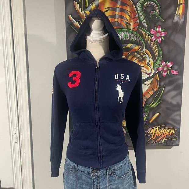 폴로 빅 포니 USA 후드집업 네이비 M