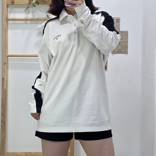 [프립]105/캘러웨이 긴팔 카라티 화이트 블랙