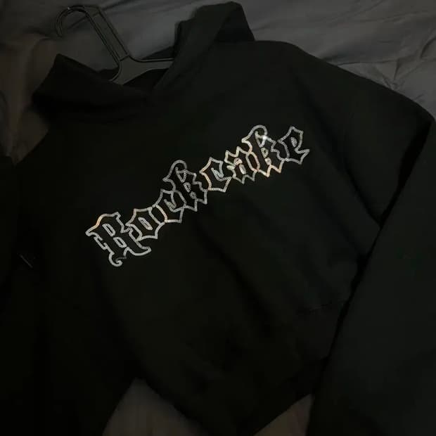 락케이크 스팽글 크롭 후드티