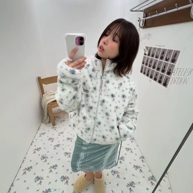 아뜰리에 에디션 플라워 후리스 자켓