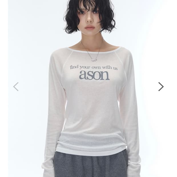 (택o새상품)애즈온 ason 레터링 롱슬리브 화이트