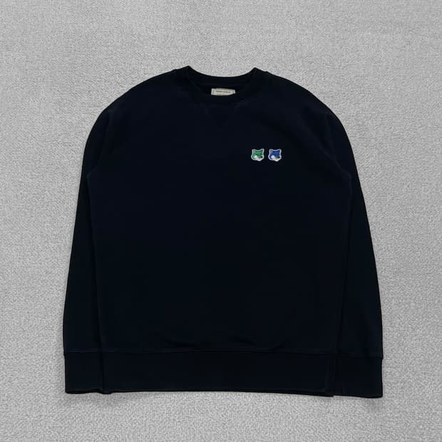 메종키츠네 더블 모노크롬 폭스 헤드 맨투맨 블랙