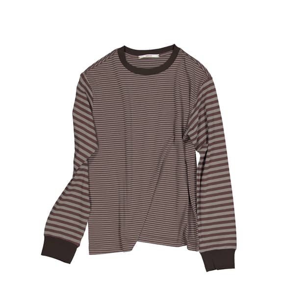 영마일웨어 스트라이프 롱슬리브 브라운