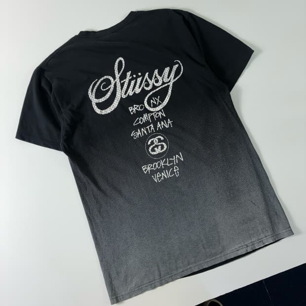 Stussy 스투시 그라데이션 월드투어 블랙 티셔츠