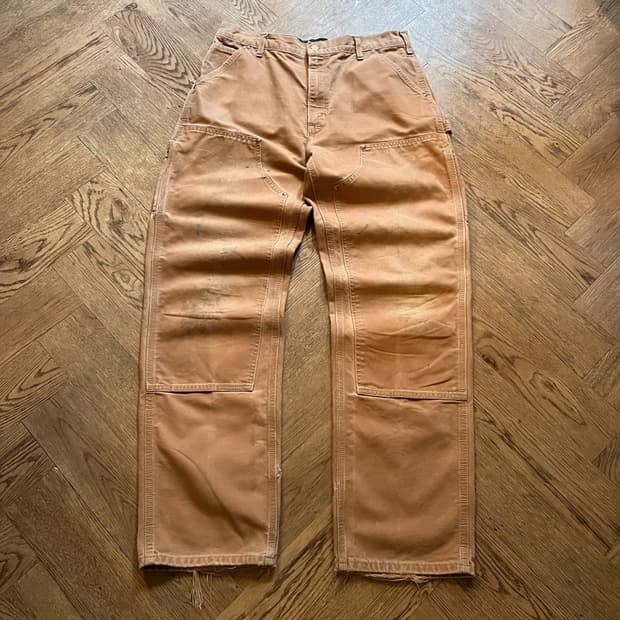 [34]칼하트 Made in USA 더티워싱 브라운 더블니 워크 팬츠