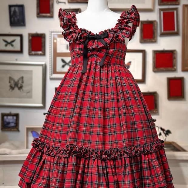 Na+H Red Check Babydoll JSK