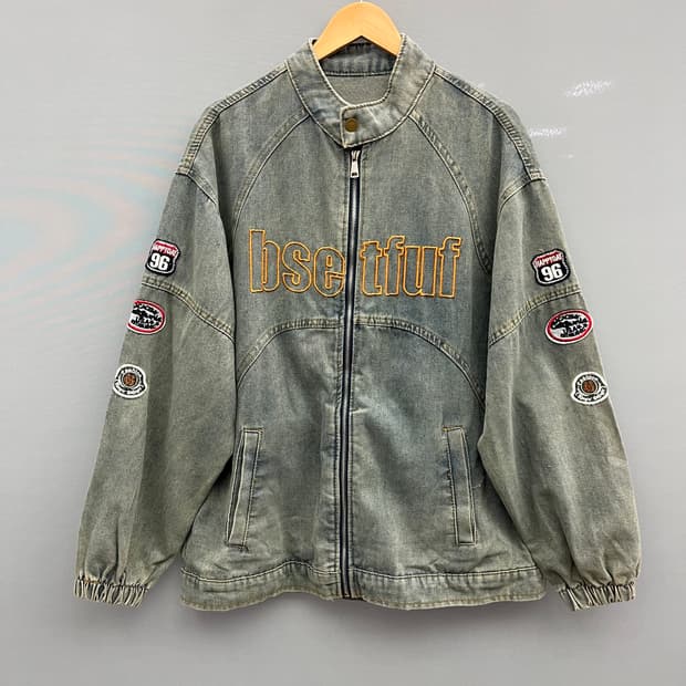 Vintage 패치 데님 레이싱 자켓