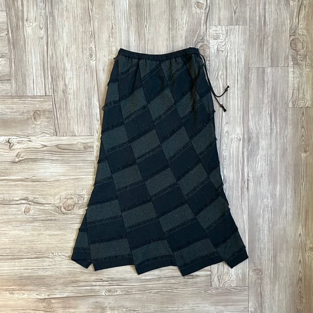 japan vtg 아가일 프릴 롱스커트