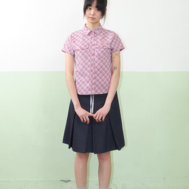 아메스 월드와이드 체크셔츠 핑크