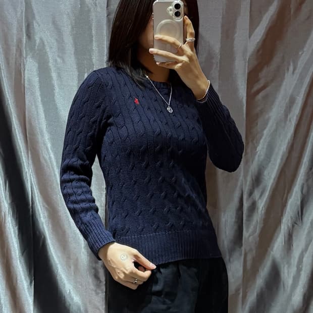 M 폴로랄프로렌 우먼스 레드포니 네이비 니트