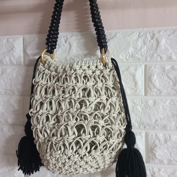 하이퀄 가죽 크로쉐 네트백