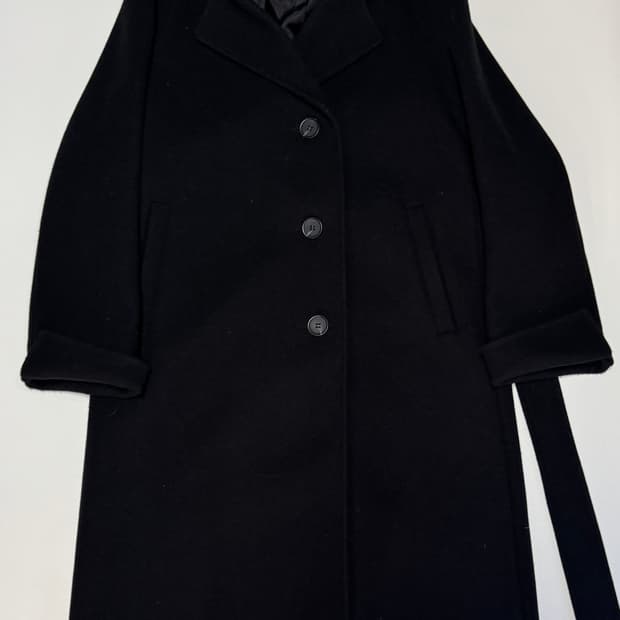 여성 미쏘 MIXXO 미니멀 벨티드 코트 블랙 S