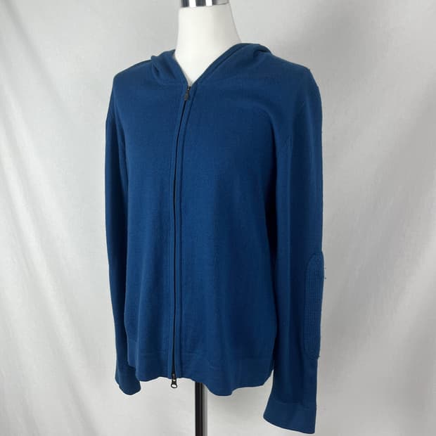 Vintage 블루컬러 니트 후드집업 
