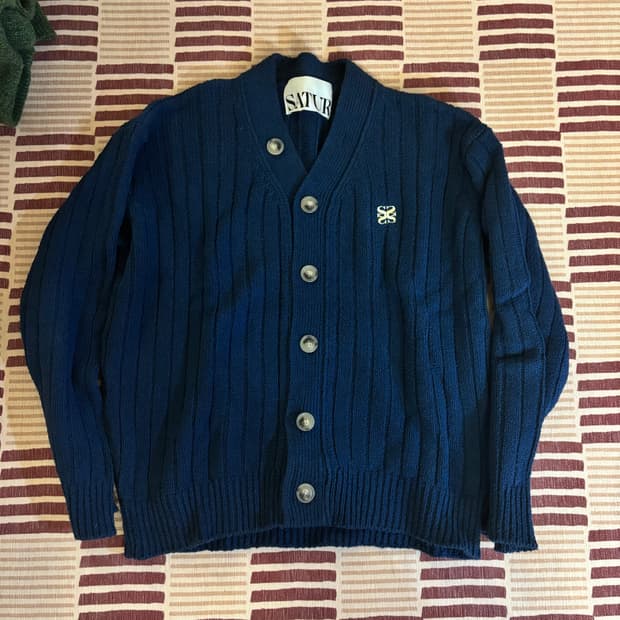 파로 오버 사이즈 부클 가디건 네이비 피오니 L