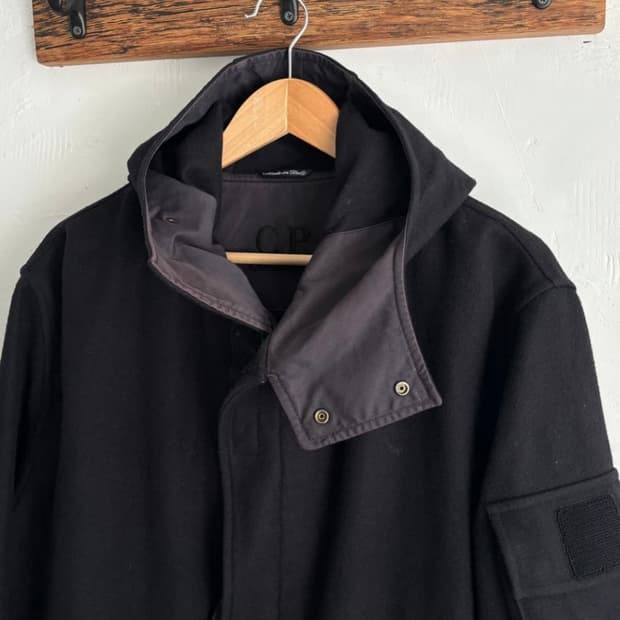CP company hooded wool coat