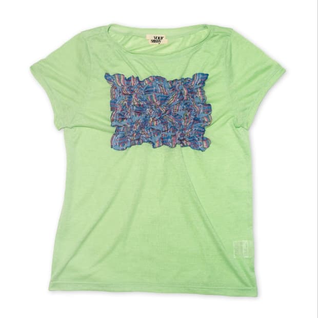 유얼쎄시 Fairy Check Patch Tee / LIME GREEN