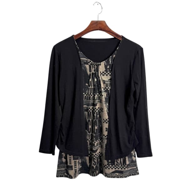 vianete 프린팅 레이어드 탑