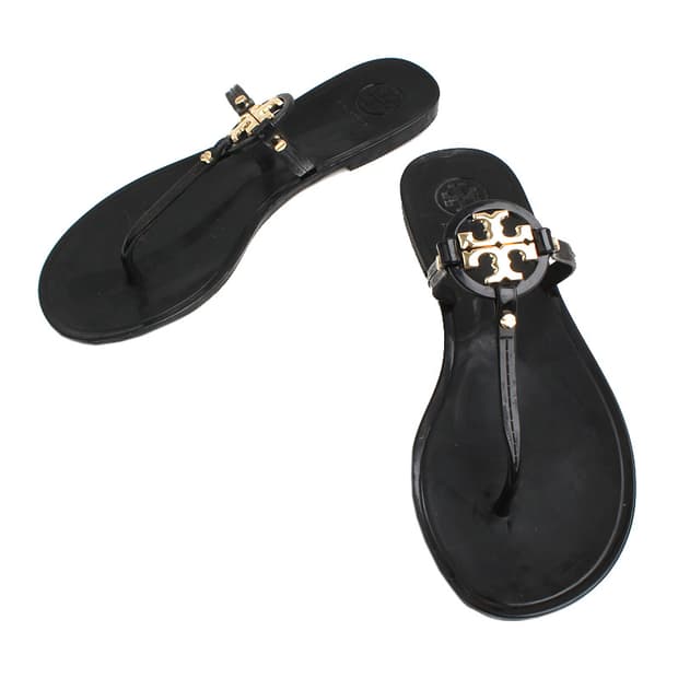 토리버치 블랙 금장 로고 젤리조리 슬리퍼(37)