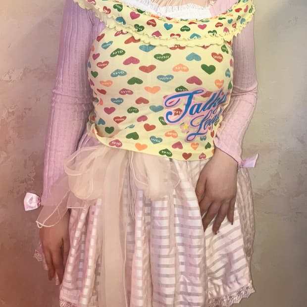 jpn 하트 오프숄더 슬리브리스