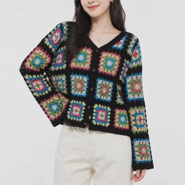 러브앤쇼 블랙 여자 FREE 가디건 O0943