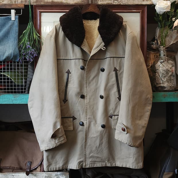 70s 프랑스 매키노 코트 반스토머 랜치코트 카키 52